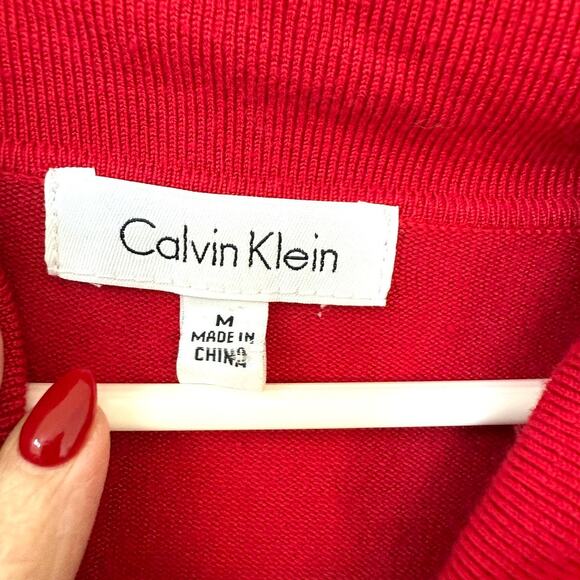 Calvin Klein Cowl Neck Sweater Red Medium Pullover Soft Knit Fall Winter - Picture 2 of 5